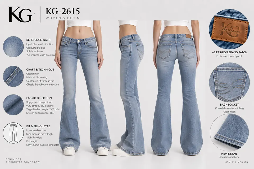 KG-2615 women’s light-blue low-rise flare development board