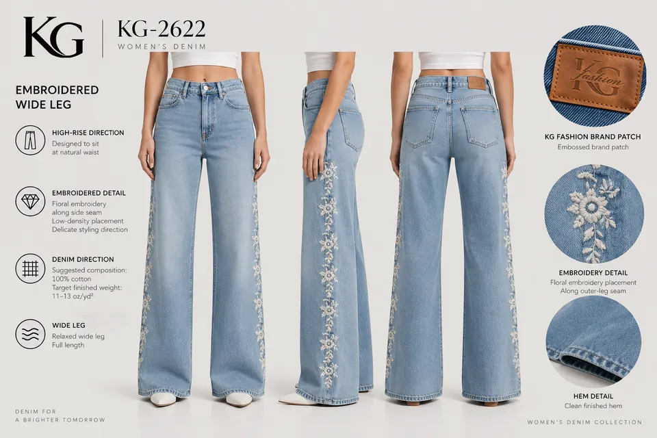 KG-2622 women’s embroidered wide-leg development board