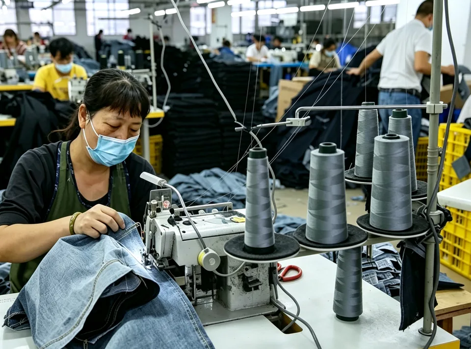 Specialty sewing operation for denim construction