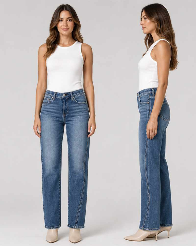 KG-2602 women's relaxed straight jeans