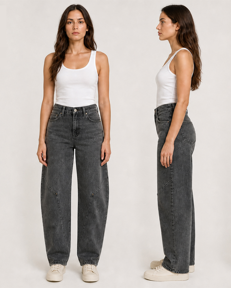 KG-2603 women's soft barrel jeans
