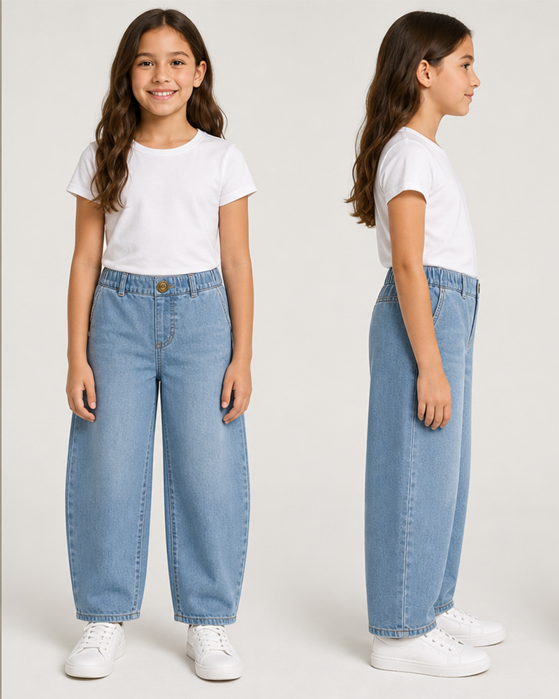 KG-2610 girls pull-on barrel jeans